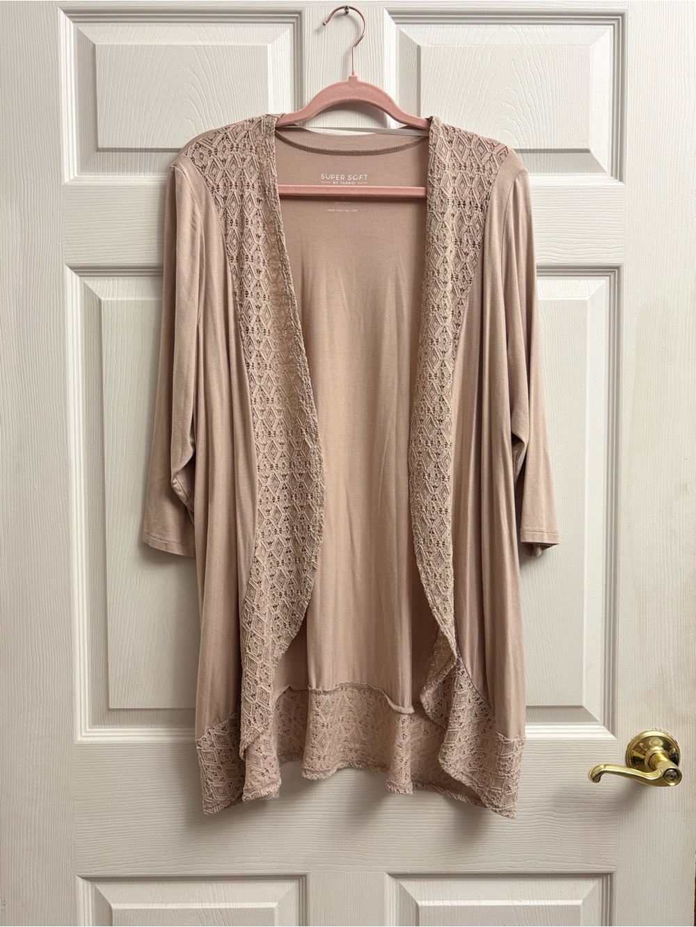 Torrid Brown Super Soft Knit Crochet Cardigan